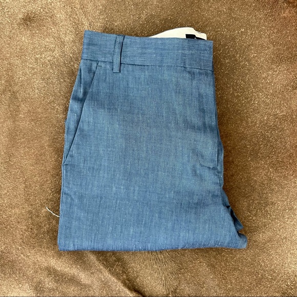 FCUK French Connection Chambray Flat Front Trousers Pockets - Picture 1 of 10